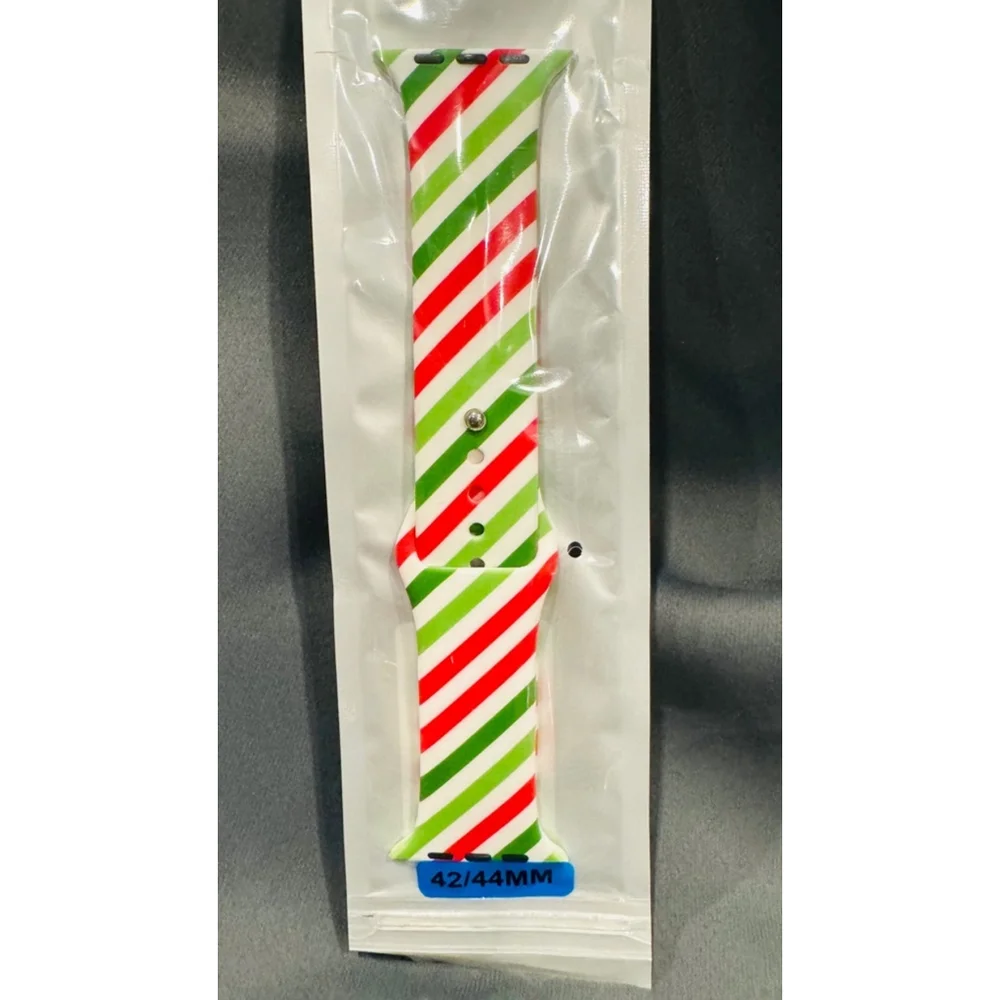 Watch Band, Size 42/44 (M/L), in Candy Cane Red & Green NEW